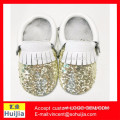 Dubai wholesale market Gold sequin White fringe Baby leather Moccasins, Baby Moccasins, Toddler Moccasins, leather Baby Shoes